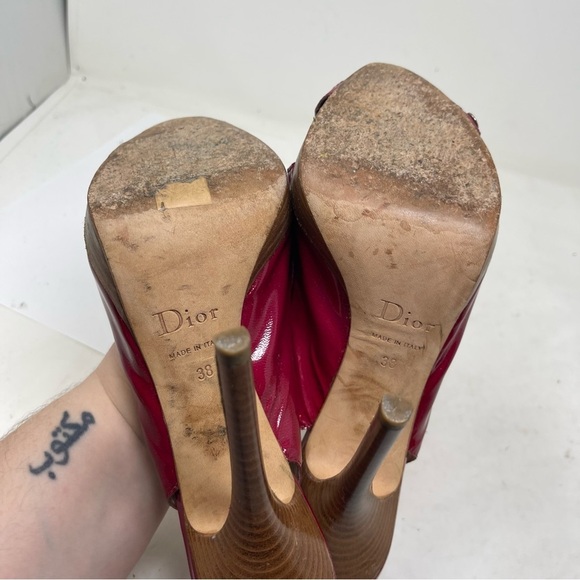 Dior Pink Patent Extreme Slingback Sandals sz 38 - Picture 6 of 10